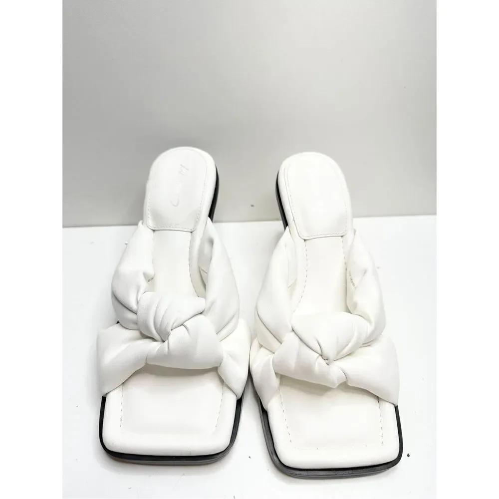 Circus by Sam Edelman Sandals Womens Size 8.5 White Sim Slides Square Toe‎